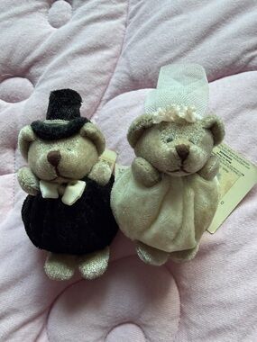 Russ Plush Bride and Groom Teddy Set - Cream & Black